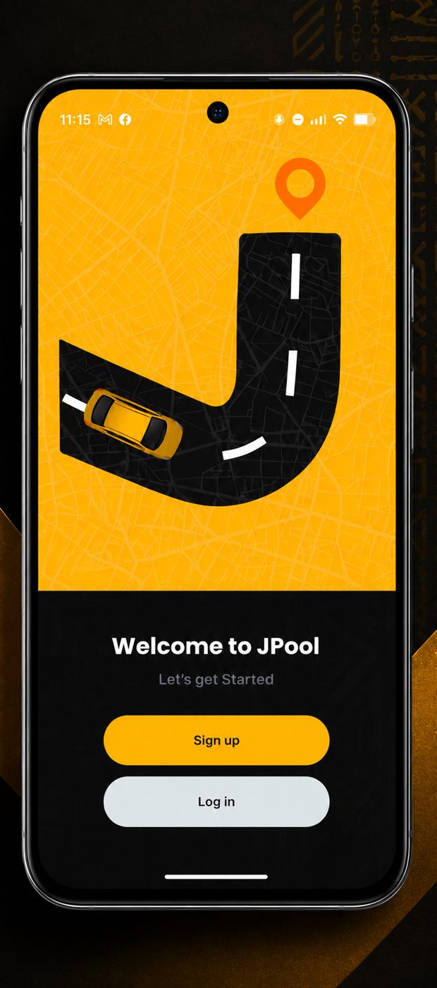 J-Pool welcome screen on a mobile phone